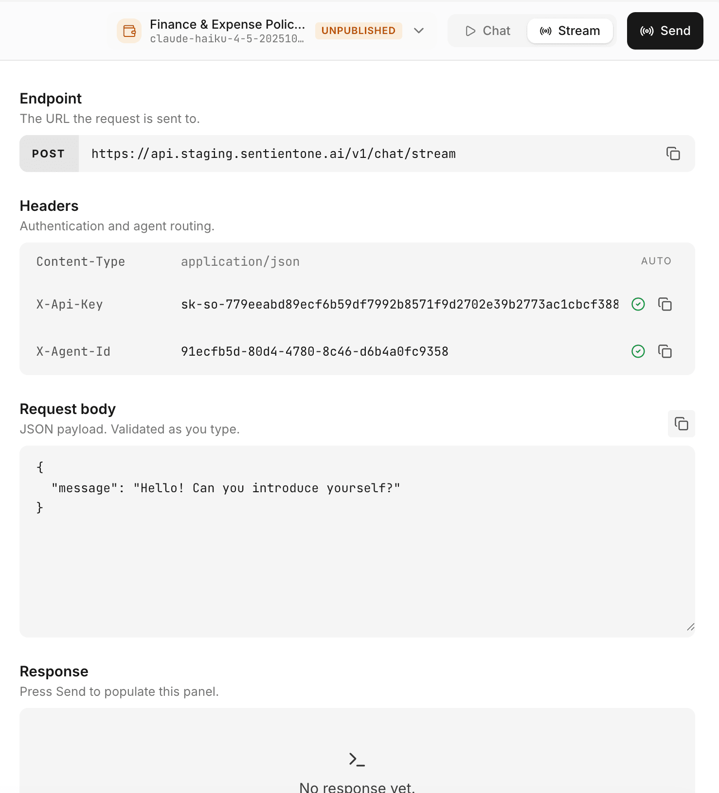 Calling the agent API