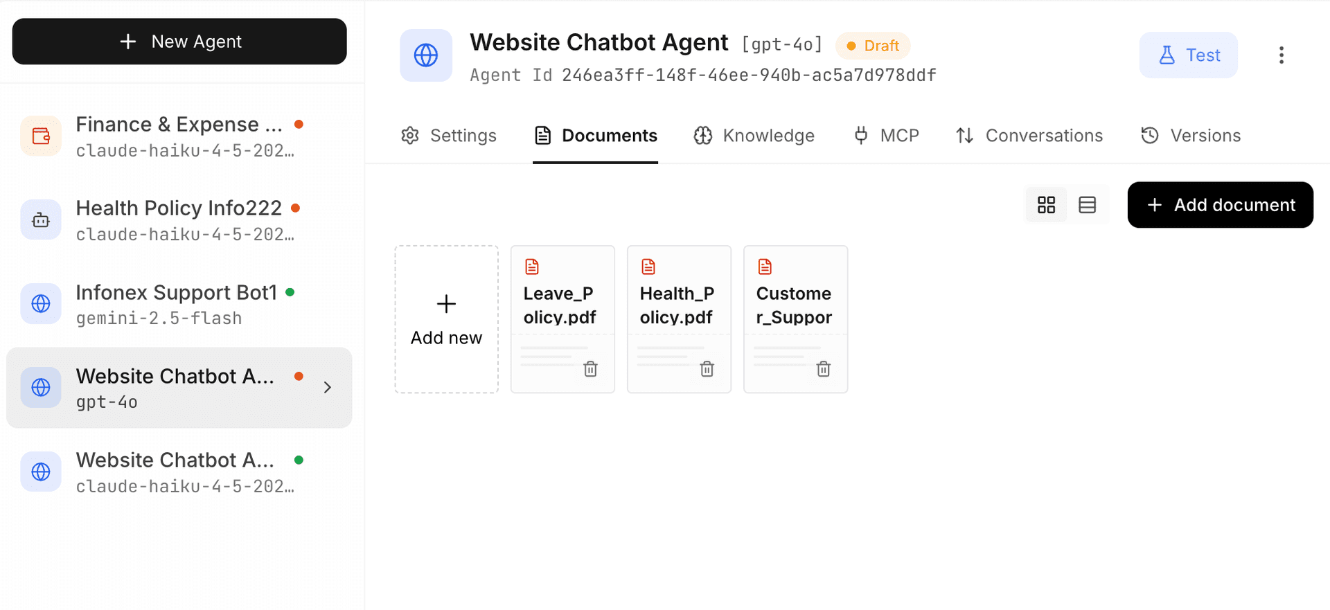 Knowledge base dashboard