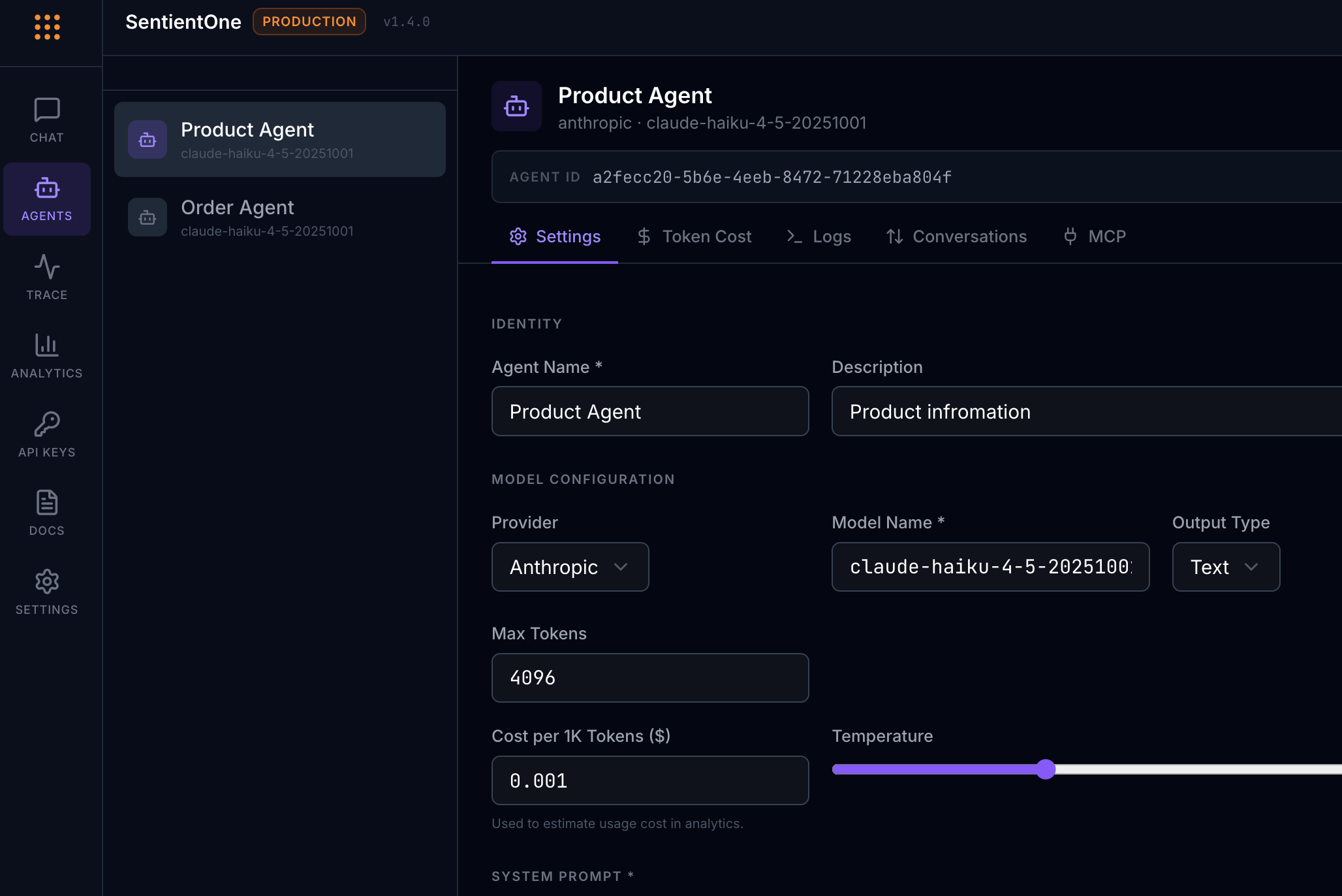 AI Agents dashboard screenshot