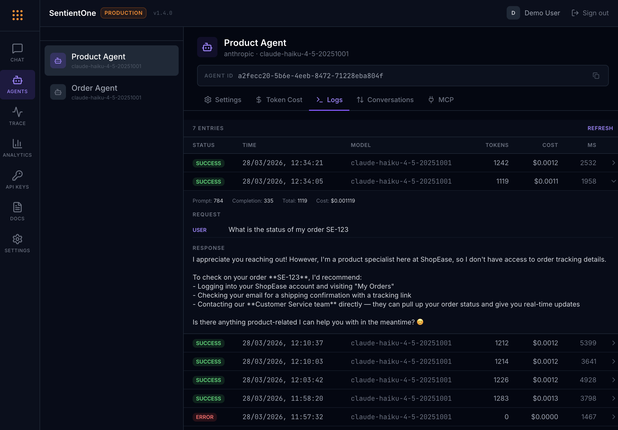 Settings and billing screenshot