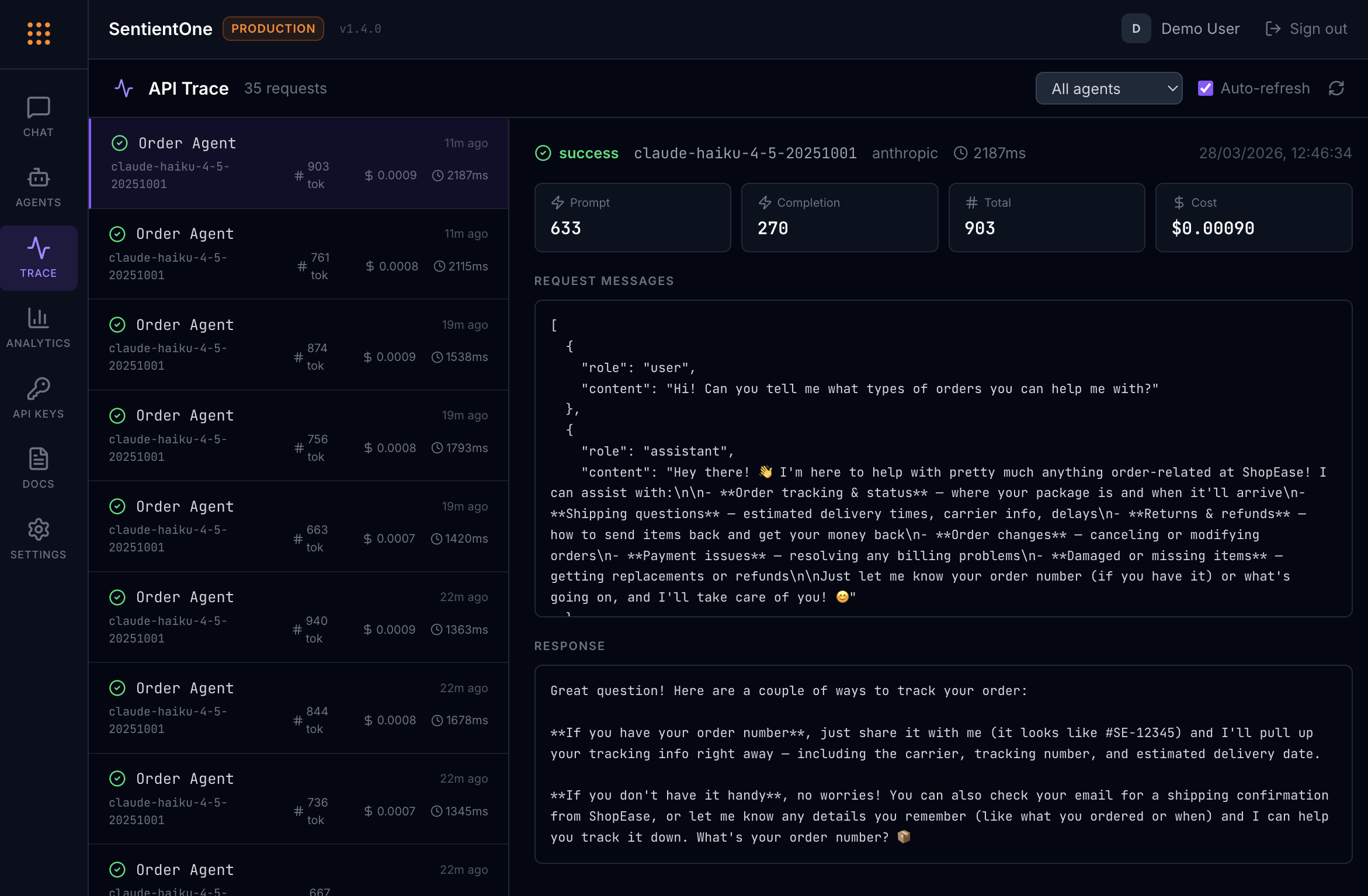 Analytics dashboard screenshot